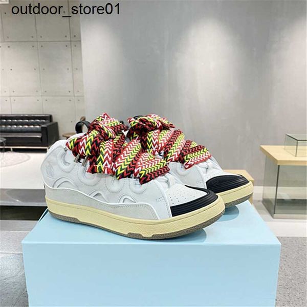 

designer sneakers lanvins fashion brand dress shoes bread shoes color contrast thick soled forrest gump men women moral training casual walk, Black