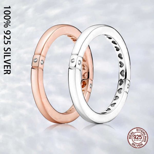 

cluster rings original authentic 925 sterling silver rose gold pan hearts rings for women elegant luxury wedding party silver jewelry l22101, Golden;silver
