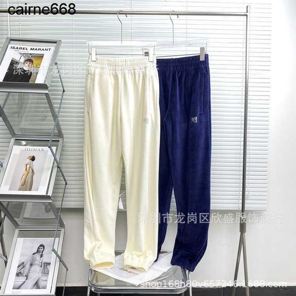 

designer women's pants new gold velvet casual drilling leggings women's high waist alexanders sagging sports pants trend wangs, Black;white