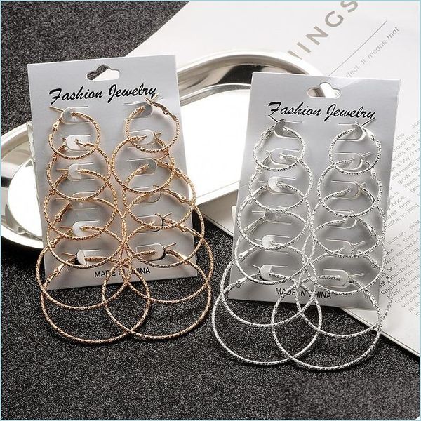 

hoop huggie 6pairs /12pairs punk hoop earrings set for women girls steampunk ear clip gold sier color big circle earring fashion j dhpdj, Golden;silver