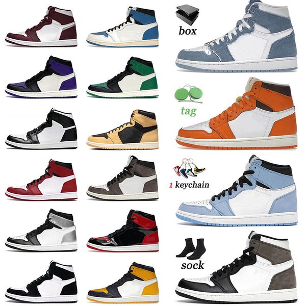 

1 for men basketball shoes og jumpman 1s denim starfish university blue dark mocha heirloom bubble gum twist mens women trainers sneakers