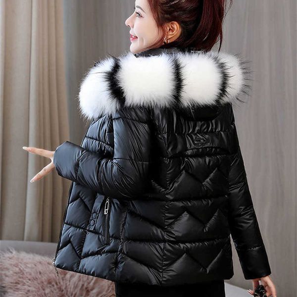 

women's down parkas 2022 new women's winter jacket thicken warm parka coat loose bread coat fur collar hooded cotton padded parkas, Black