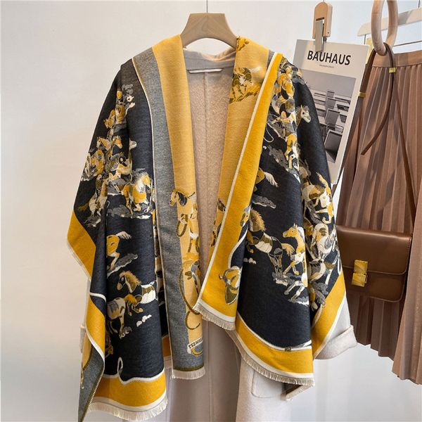 

fashion cashmere cashmeree scarf ladies autumn and winter plaid letter jacquard shawl exquisite workmanship 180x65cm, Blue;gray