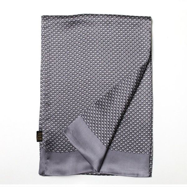 

men's silk scarf double layer business cravat neckerchief dolphin print, Blue;gray