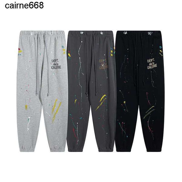 

men's pants designer galery dept vintage letter printed graffiti painted splash ink terry leggings men's women's sports pants, Black