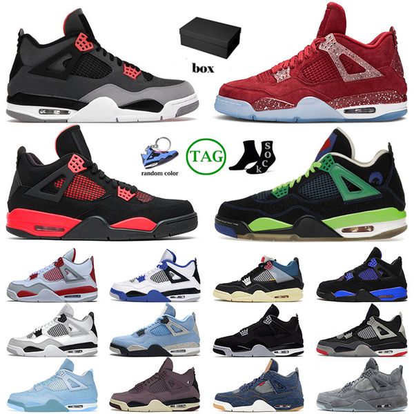

basketball shoes jumpman 4s jorden 4 doernbecher red thunder fashion military black violet ore outdoor denim sneakers sports trainers big si, White;red