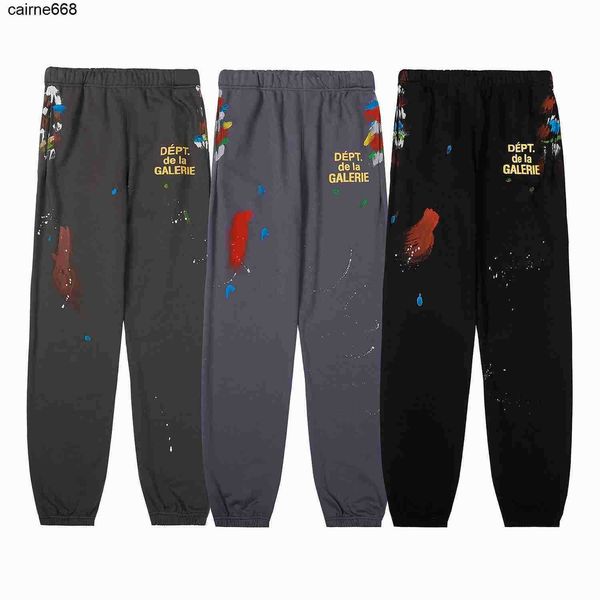 

men's pants designer galery dept new men trousers loose long, Black