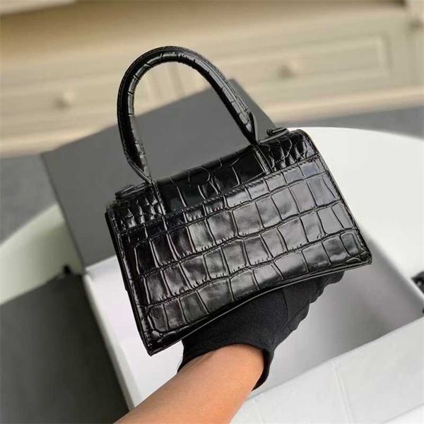 

designer hourglass bags balencigas handbags family b leather women's 2022 one shoulder slant cross hand alligator fashion small square