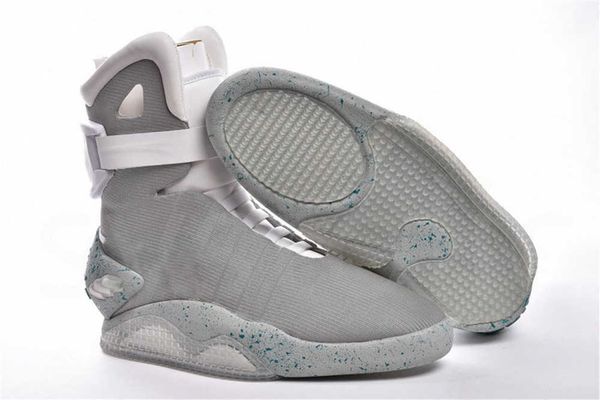 

2023 new boots automatic laces air mag sneakers marty mcfly's led outdoor shoes man back to the future glow in the dark gray boots mcfl, Black