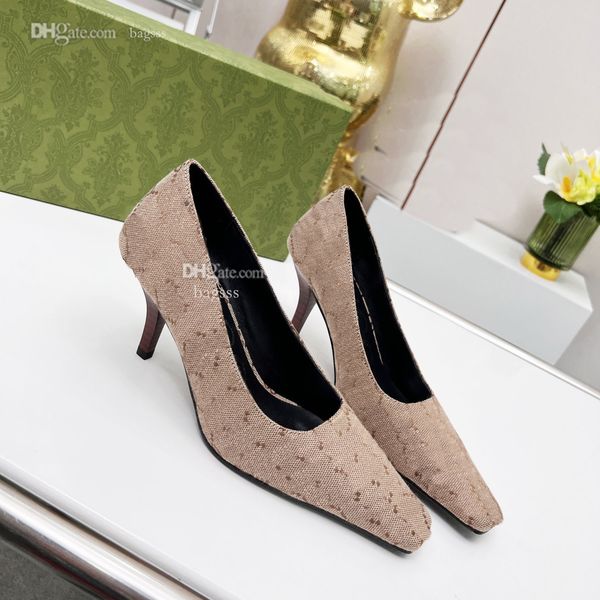 

classic designer g women dress shoes fashion ggity high heels red heels wedding pumps luxury leather mid-heel fsdc, Black