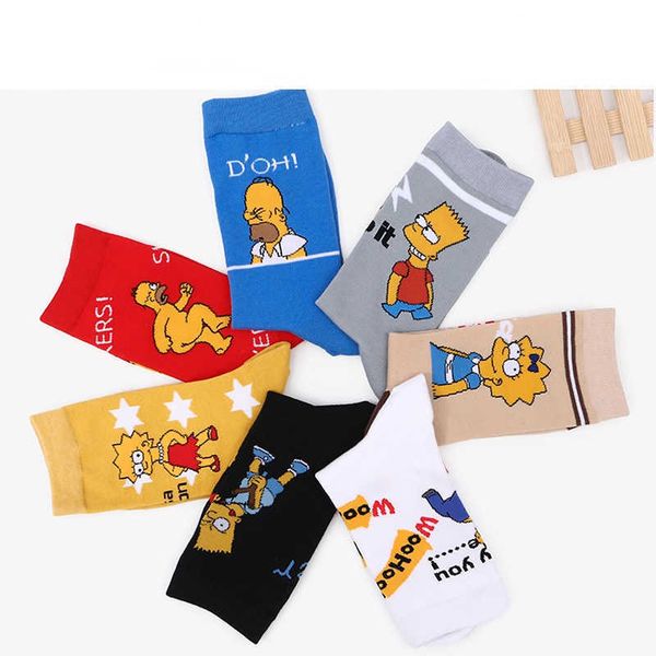 

men's socks new s men and women's socks couples cotton fashion cartoon happy stitching soft comfortable crew socks t221011, Black