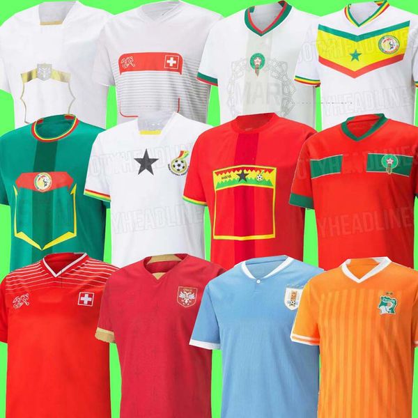 

2022 2023 morocco soccer jerseys senegal mane hakimi ghana 22 23 switzerland maillot serbia football uniforms shirts vlahovic tadic uruguay, Black;yellow