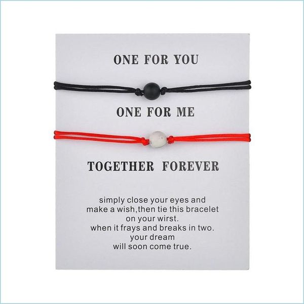 

charm bracelets matte lava stone natural bead bracelet red string braiding couple bracelets for men women with wish jewelry card one dhsfy, Golden;silver