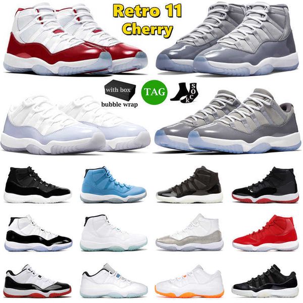 

with box 11 11s basketball shoes men women cherry 72-10 low cool grey 25th anniversary bred pantone pure violet mens trainers outdoor