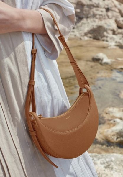 

polene numero dix half moon underarm crossbody bag ladies shoulder bags designer woman luxury fashion brown tetured leather slung saddle wom