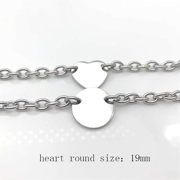 

316l titanium steel heart bracelet women fashion chain on hand 19mm heart round a set of packaging couple jewelry gift for accesso233l, Black