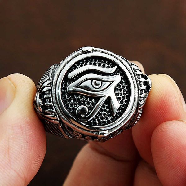 

cluster rings vintage mason masonic ring mens boy punk heavy duty stainless steel all seeing eye ring biker jewelry gift wholesale l221011, Golden;silver