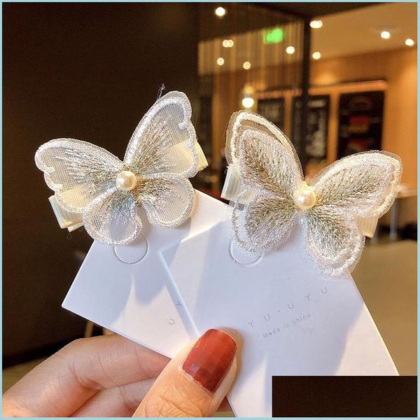 

hair clips barrettes women pearl barrettes headband hair ornament clip girls sweet lace hairpin embroidered butterfly mesh hairgri dhodu, Golden;silver