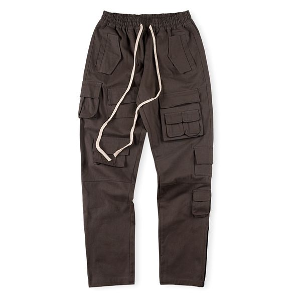 

hip hop cargo pants slim fit more pocket men women pant hip-hoptrousers, Black