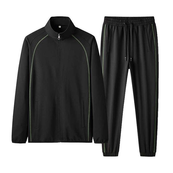 

men's tracksuits autumn and winter youth couple sports suit large long sleeve trousers middleaged elderly straight twopiece zipper card, Gray