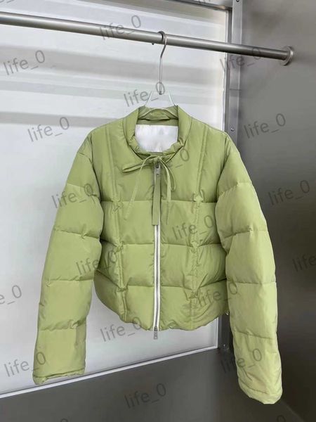 

brand down jackets minimalist style croutons puffer coat bow tie decoration round collar winter coats casual joker warm fashion womens jack, Black