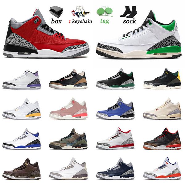 

basketball shoes 3s designers sneakers trainers pine green rust pink georgetown racer blue cool grey varsity fire red denim classic jumpman, Black