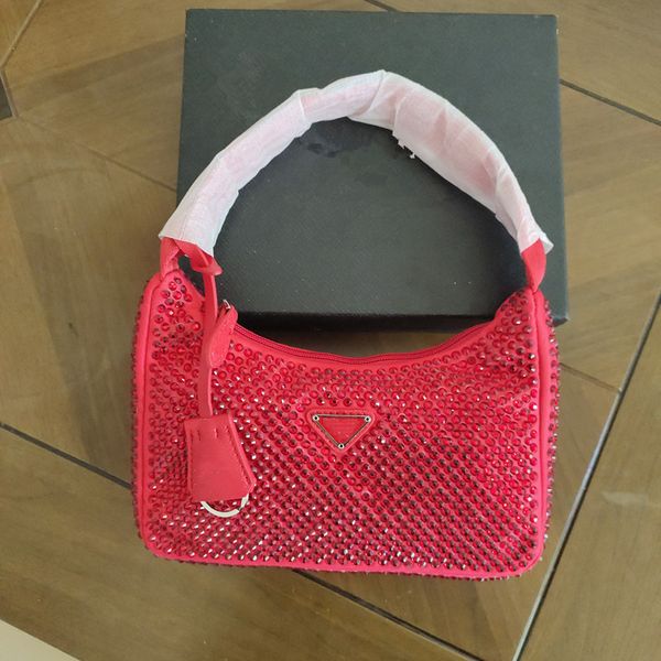 

flash diamond underarm bag baguette zipper triangle pattern single shoulder lady bag