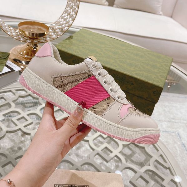 

screener designer casual shoes dirty women real leather new ace embroidered strawberry luxury sneaker, Black