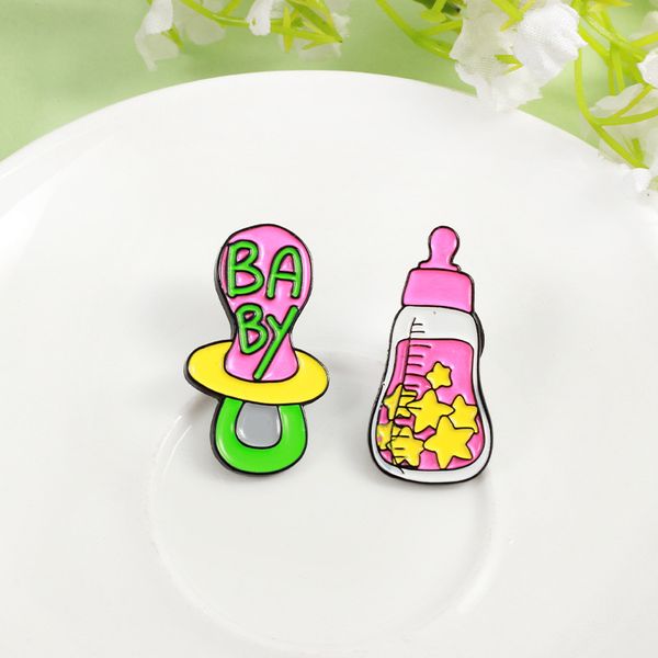 

baby feeding bottle brooches for women nipple alloy badges cute mind soothe collar pin jewelry gift accessories, Gray