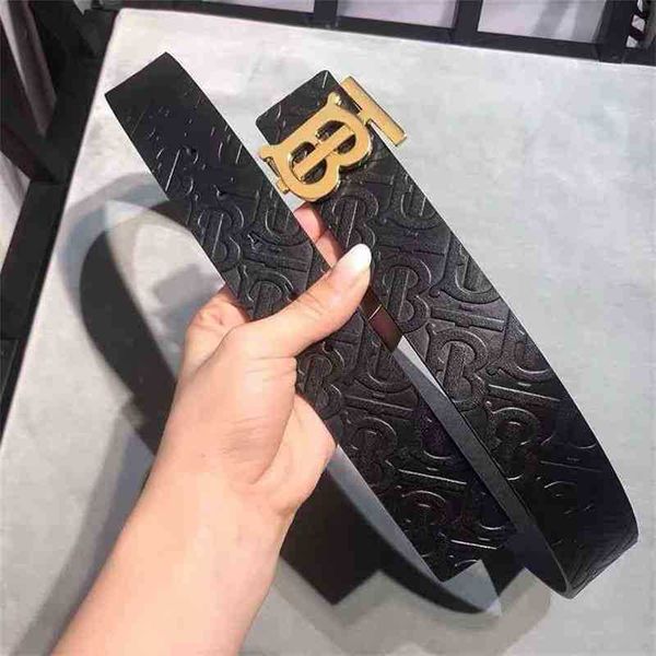 

burbrerys belts men's leather leather belt smooth buckle high-grade trousers middle-aged and youth trend babaoli tb printed rc8n, Black;brown