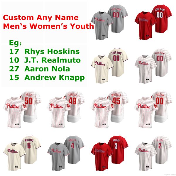 

college wear rhys hoskins jersey jt realmuto aaron nola andrew knapp austin davis jose alvarez victor arano arrieta baseball jerseys custom, Black