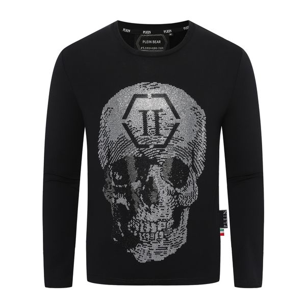 

plein bear brand men's hoodies & sweatshirts warm thick sweatshirt hip-hop loose characteristic personality pp skull pullover rhineston, Black
