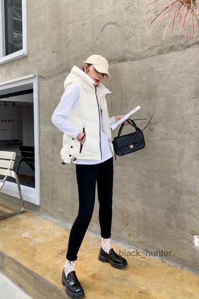 

women's down prads designer burst single hooded pure color bread down cotton jacket style little vest super fashionable jeckets, Black