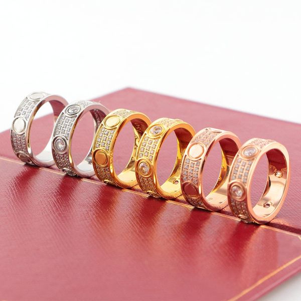 

love ring nail design diamond rings titanium steel wedding engagement party jewelry accessories couple gifts classic gold silver rose-gold o