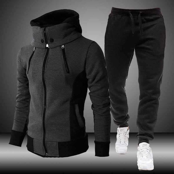 

men's tracksuits autumn tracksuit hoodie sets men brand sportswear hoodiessweatpant pieces winter warm clothing sweatshirts pants suits, Gray