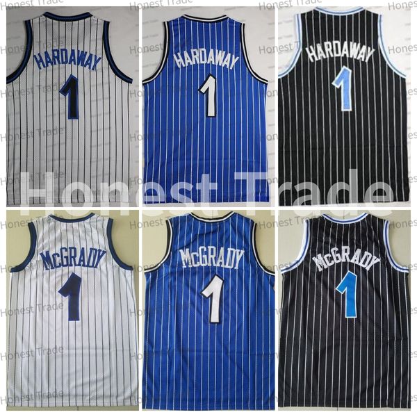 

retro basketball jersey 1 tracy penny mcgrady blue white stripes mens basketball jerseys mesh vintage stitched, Black;red