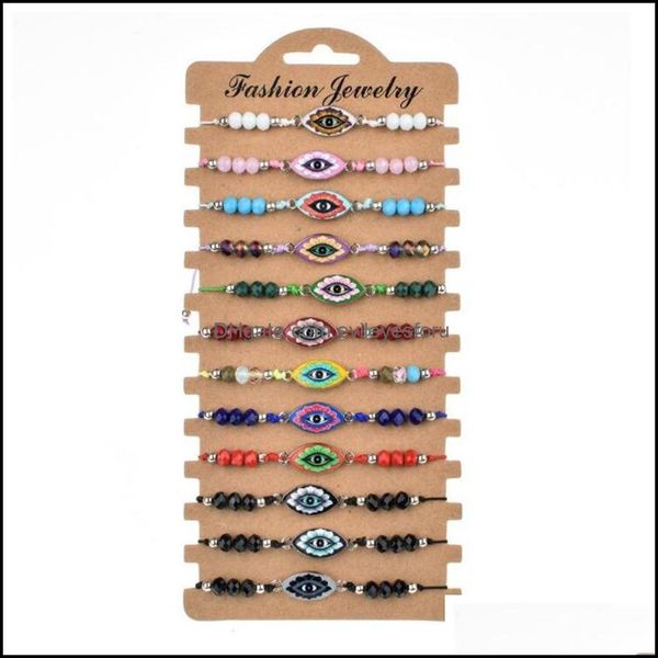 

charm bracelets 12 pcs/set fashion enamel fatima hand adjustable bracelets women men evil eye crystal beads friendship bracelet char dhynu, Golden;silver