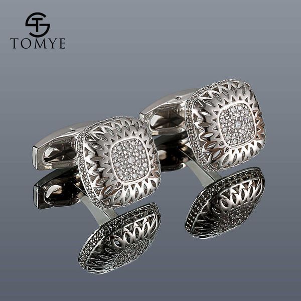 

cufflinks for men luxury zircon square silver color formal business dress shirt cuff links gifts