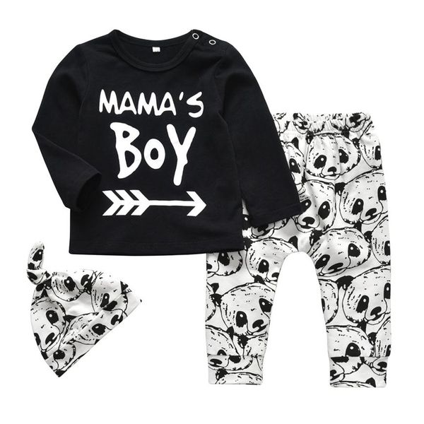 

sets newborn baby boys clothes cotton print long sleeve t-shirt pants leggings hat 3pcs outfits autumn clothing260k, White