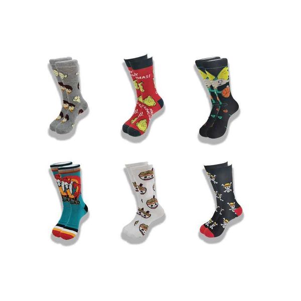 

men's socks new style funny cartoon anime personalized novelty socks men women breathable cotton hip hop sock gifts for men t221011, Black