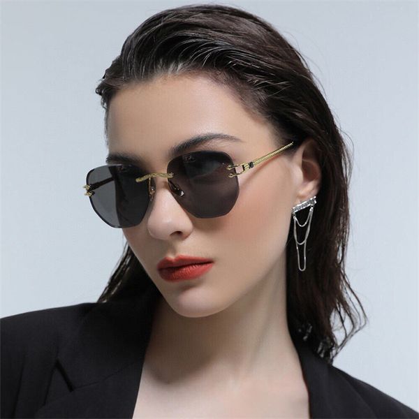 

new fashion sunglasses classic frameless multi frame outdoor eye protection uv400 male and female wearing with case, White;black