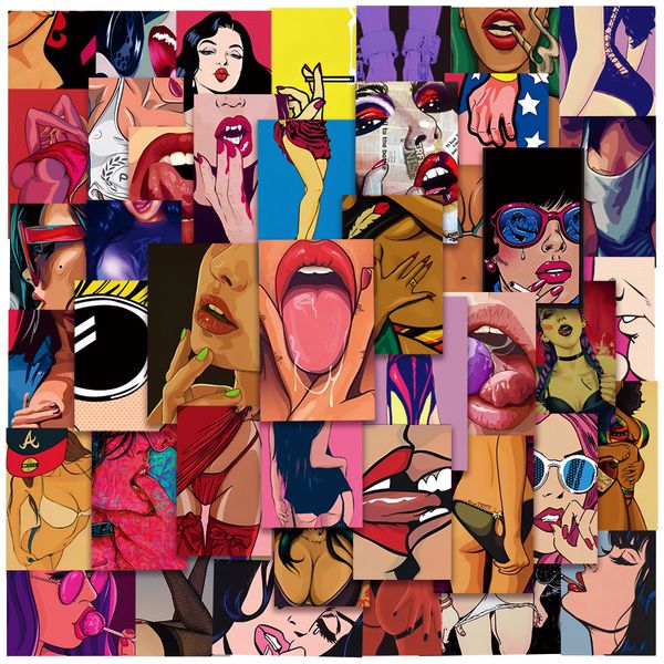 

50pcs retro hentai tease beauty girls stickers skateboard lapluggage car cool sticker