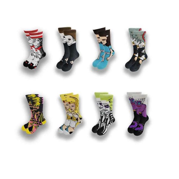 

men's socks fashion men's funny socks fashion women's personality anime socks cartoon fashion sewing pattern t221011, Black