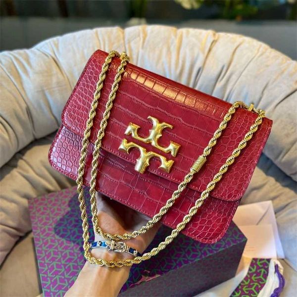 

torysburchs designer handbags tb womens bag crocodile pattern head layer cowhide buckle single large chain organ shoulder crossbody90va