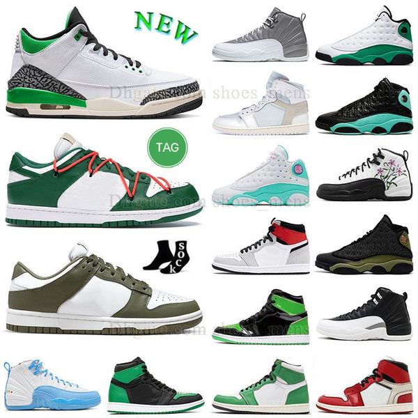 

original dk low 1s 3s basketball shoes high og jumpman 1 3 pine lucky green large size 12 13 off university blue light smoke grey red white