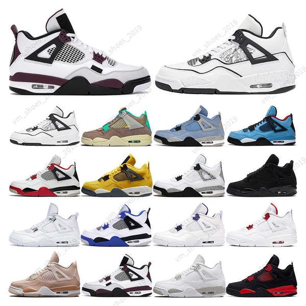 

men basketball shoes 4s white oreo 4 black cat fire red thunder diy desert moss taupe haze women mens trainers sports