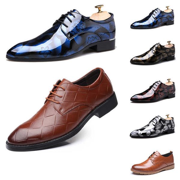 

mens leather dress shoes british printing navy bule black brow cherry red oxfords flat office party wedding round toe size us5.5-14