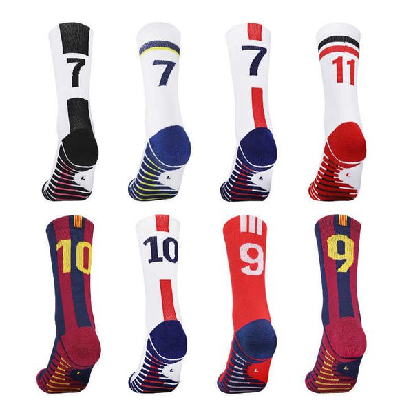 

men's socks professional soccer socks paris club star number football sock sports football middle tube t221011, Black