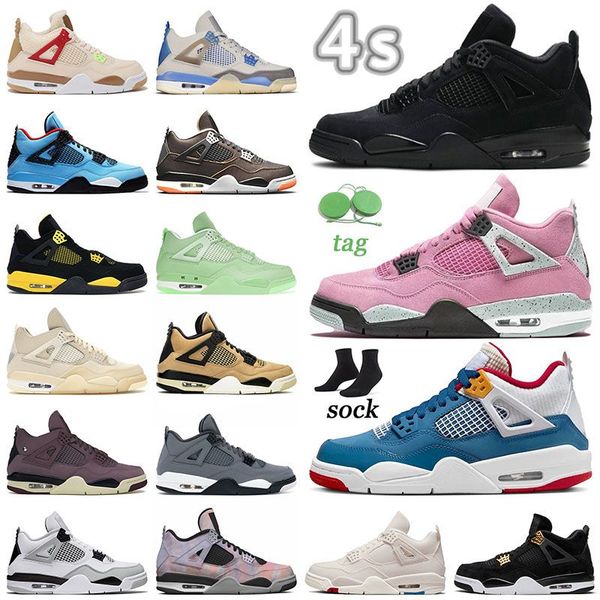 

black cat jumpman 4 4s basketball shoes mens women university blue cool grey ow pink travis ts suede canyon purple red thunder zen master