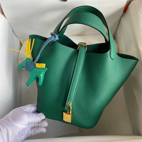 

h picotn lock handbags price genuine high order manual wax line h home basket tc leather leisure high-end portable color matching bucket wom